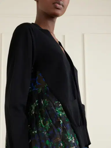 Sacai Layered Floral-print Mesh-trimmed Cotton Cardigan | Thumbnail 4 Sacai Layered Floral-print Mesh-trimmed Cotton Cardigan | Thumbnail 4