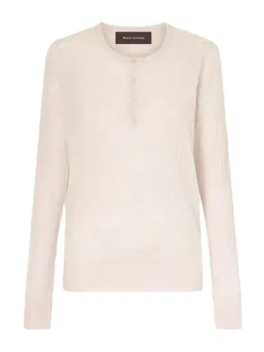 Wales Bonner Nile Henley Wool Sweatshirt | Thumbnail 1 Wales Bonner Nile Henley Wool Sweatshirt | Thumbnail 1