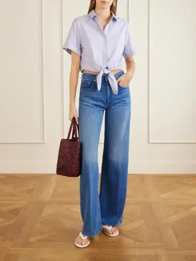 Theory Knotted Cropped Striped Cotton-blend Poplin Shirt | Thumbnail 2 Theory Knotted Cropped Striped Cotton-blend Poplin Shirt | Thumbnail 2