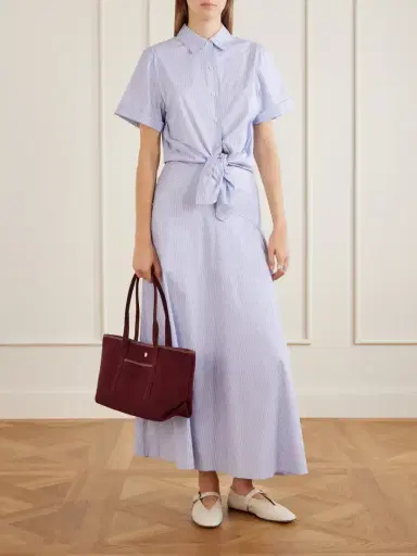 Theory Knotted Cropped Striped Cotton-blend Poplin Shirt | Thumbnail 5 Theory Knotted Cropped Striped Cotton-blend Poplin Shirt | Thumbnail 5