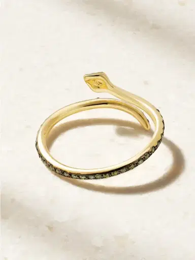 Ileana Makri Small Python 18-karat Gold Green And Burgundy Diamond Ring | Thumbnail 3 Ileana Makri Small Python 18-karat Gold Green And Burgundy Diamond Ring | Thumbnail 3