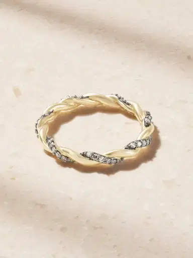 Lucy Delius Antique Finish 14-karat Gold Diamond Ring | Thumbnail 1 Lucy Delius Antique Finish 14-karat Gold Diamond Ring | Thumbnail 1