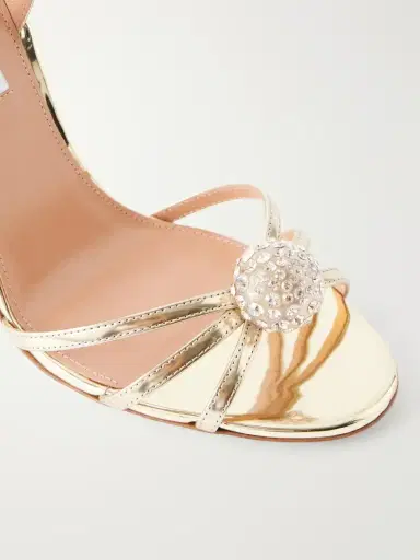 Aquazzura Crystal Bubble 105 Embellished Metallic Leather Slingback Sandals | Thumbnail 5 Aquazzura Crystal Bubble 105 Embellished Metallic Leather Slingback Sandals | Thumbnail 5