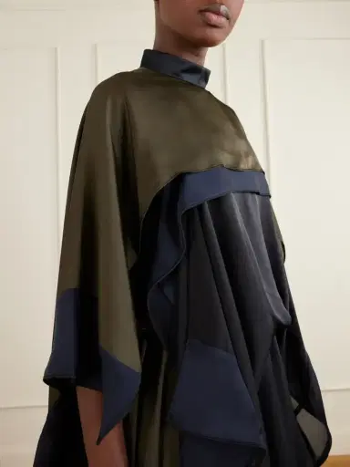 Sacai Satin Chiffon-trimmed Midi Dress | Thumbnail 4 Sacai Satin Chiffon-trimmed Midi Dress | Thumbnail 4