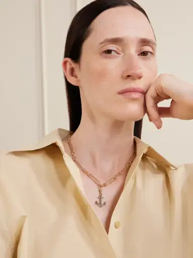 Lucy Delius Anchor 14-karat Gold Rhodium-plated Diamond Necklace | Thumbnail 2 Lucy Delius Anchor 14-karat Gold Rhodium-plated Diamond Necklace | Thumbnail 2