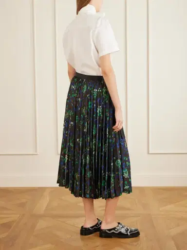 Sacai Belted Grosgrain-trimmed Pleated Floral-print Georgette Midi Skirt | Thumbnail 3 Sacai Belted Grosgrain-trimmed Pleated Floral-print Georgette Midi Skirt | Thumbnail 3