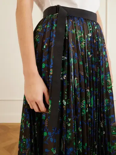 Sacai Belted Grosgrain-trimmed Pleated Floral-print Georgette Midi Skirt | Thumbnail 4 Sacai Belted Grosgrain-trimmed Pleated Floral-print Georgette Midi Skirt | Thumbnail 4