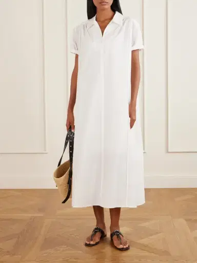 Theory Gathered Cotton-blend Poplin Midi Dress | Thumbnail 2 Theory Gathered Cotton-blend Poplin Midi Dress | Thumbnail 2