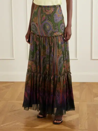 Etro Printed Ruffled Silk Maxi Skirt | Thumbnail 3 Etro Printed Ruffled Silk Maxi Skirt | Thumbnail 3