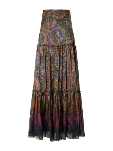 Etro Printed Ruffled Silk Maxi Skirt | Thumbnail 1 Etro Printed Ruffled Silk Maxi Skirt | Thumbnail 1