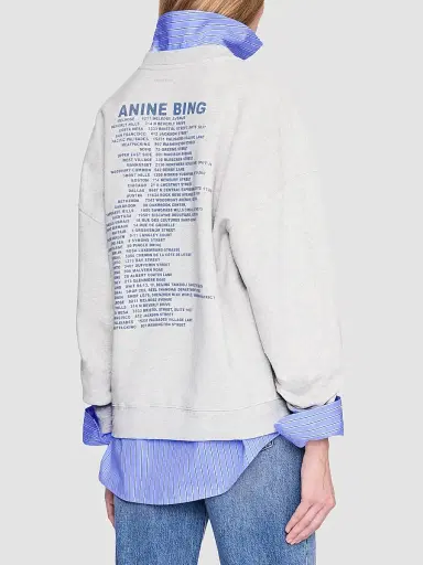 Anine Bing Women's Miles Waves Cotton Fleece Crewneck Sweatshirt - Grey | Thumbnail 3 Anine Bing Women's Miles Waves Cotton Fleece Crewneck Sweatshirt - Grey | Thumbnail 3