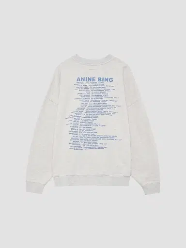 Anine Bing Women's Miles Waves Cotton Fleece Crewneck Sweatshirt - Grey | Thumbnail 6 Anine Bing Women's Miles Waves Cotton Fleece Crewneck Sweatshirt - Grey | Thumbnail 6