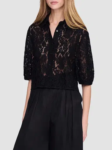 Anine Bing Women's Shayna Lace Boxy Top - Black - Size XS | Thumbnail 4 Anine Bing Women's Shayna Lace Boxy Top - Black - Size XS | Thumbnail 4