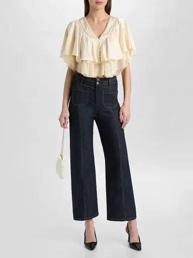 Cinq à Sept Women's Mary Flounce Top - Gardenia | Thumbnail 2 Cinq à Sept Women's Mary Flounce Top - Gardenia | Thumbnail 2