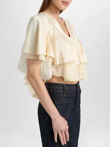 Cinq à Sept Women's Mary Flounce Top - Gardenia | Thumbnail 4 Cinq à Sept Women's Mary Flounce Top - Gardenia | Thumbnail 4