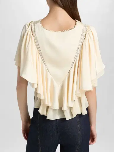 Cinq à Sept Women's Mary Flounce Top - Gardenia | Thumbnail 5 Cinq à Sept Women's Mary Flounce Top - Gardenia | Thumbnail 5