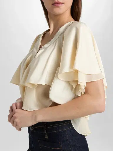 Cinq à Sept Women's Mary Flounce Top - Gardenia | Thumbnail 6 Cinq à Sept Women's Mary Flounce Top - Gardenia | Thumbnail 6