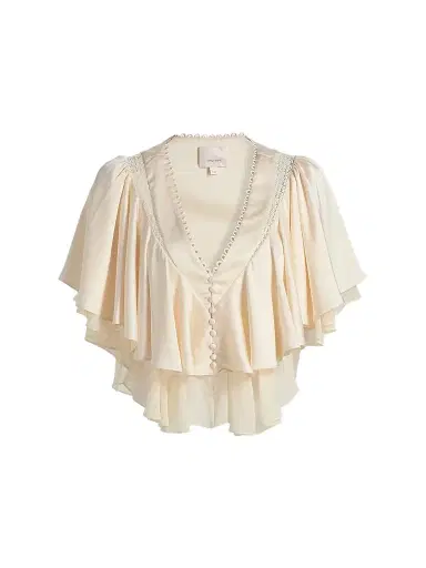Cinq à Sept Women's Mary Flounce Top - Gardenia | Thumbnail 1 Cinq à Sept Women's Mary Flounce Top - Gardenia | Thumbnail 1