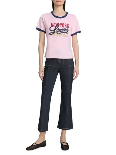 Cinq à Sept Women's New York L'Amour Paris Shrunken Ringer T-Shirt - Cotton Candy Midnight | Thumbnail 2 Cinq à Sept Women's New York L'Amour Paris Shrunken Ringer T-Shirt - Cotton Candy Midnight | Thumbnail 2