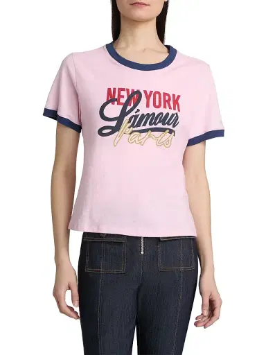 Cinq à Sept Women's New York L'Amour Paris Shrunken Ringer T-Shirt - Cotton Candy Midnight | Thumbnail 3 Cinq à Sept Women's New York L'Amour Paris Shrunken Ringer T-Shirt - Cotton Candy Midnight | Thumbnail 3