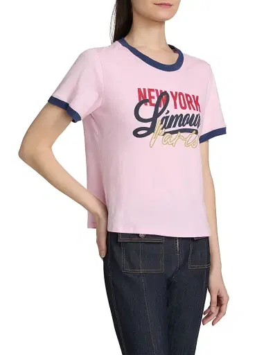Cinq à Sept Women's New York L'Amour Paris Shrunken Ringer T-Shirt - Cotton Candy Midnight | Thumbnail 4 Cinq à Sept Women's New York L'Amour Paris Shrunken Ringer T-Shirt - Cotton Candy Midnight | Thumbnail 4