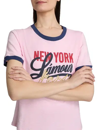 Cinq à Sept Women's New York L'Amour Paris Shrunken Ringer T-Shirt - Cotton Candy Midnight | Thumbnail 6 Cinq à Sept Women's New York L'Amour Paris Shrunken Ringer T-Shirt - Cotton Candy Midnight | Thumbnail 6