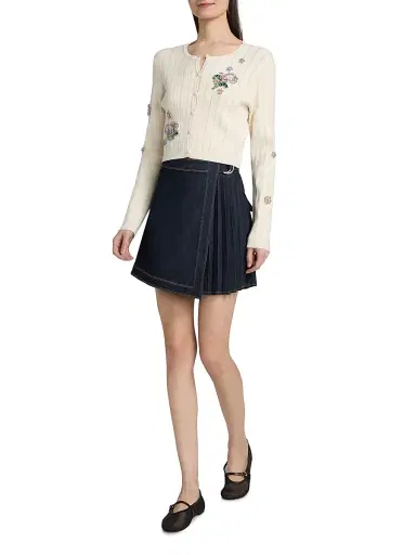 Cinq à Sept Women's Tammi Pleated Denim Miniskirt - Indigo | Thumbnail 2 Cinq à Sept Women's Tammi Pleated Denim Miniskirt - Indigo | Thumbnail 2