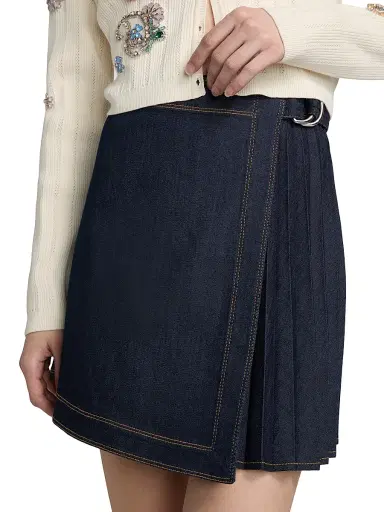 Cinq à Sept Women's Tammi Pleated Denim Miniskirt - Indigo | Thumbnail 6 Cinq à Sept Women's Tammi Pleated Denim Miniskirt - Indigo | Thumbnail 6