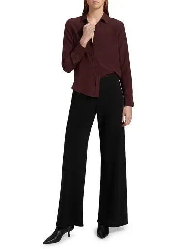 Nili Lotan Women's Gaia Silk Blouse - Claret | Thumbnail 2 Nili Lotan Women's Gaia Silk Blouse - Claret | Thumbnail 2
