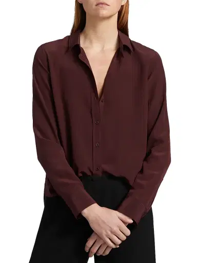 Nili Lotan Women's Gaia Silk Blouse - Claret | Thumbnail 3 Nili Lotan Women's Gaia Silk Blouse - Claret | Thumbnail 3