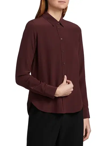 Nili Lotan Women's Gaia Silk Blouse - Claret | Thumbnail 4 Nili Lotan Women's Gaia Silk Blouse - Claret | Thumbnail 4