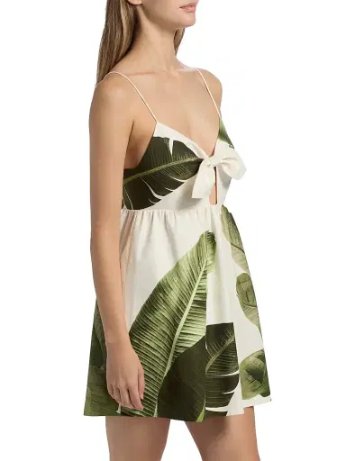 Alice + Olivia Women's Melvina Babydoll Dress - Jungle Palm Off White - Size 8 | Thumbnail 4 Alice + Olivia Women's Melvina Babydoll Dress - Jungle Palm Off White - Size 8 | Thumbnail 4
