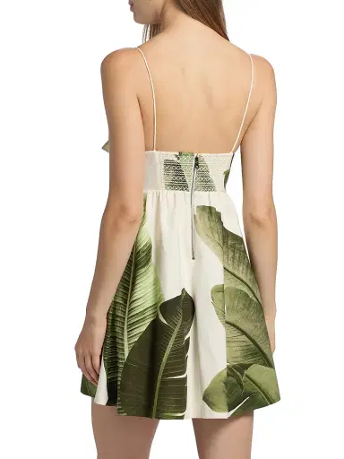 Alice + Olivia Women's Melvina Babydoll Dress - Jungle Palm Off White - Size 8 | Thumbnail 5 Alice + Olivia Women's Melvina Babydoll Dress - Jungle Palm Off White - Size 8 | Thumbnail 5