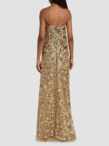 Reem Acra Women's Strapless Embellished Flower Column Gown - Gold | Thumbnail 5 Reem Acra Women's Strapless Embellished Flower Column Gown - Gold | Thumbnail 5