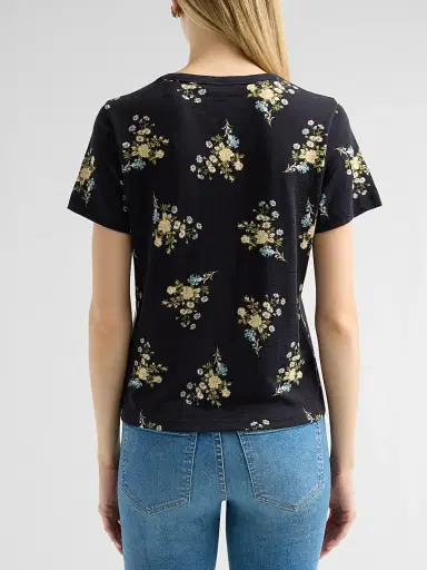 Veronica Beard Women's Carla Floral Cotton Crewneck T-Shirt | Thumbnail 3 Veronica Beard Women's Carla Floral Cotton Crewneck T-Shirt | Thumbnail 3