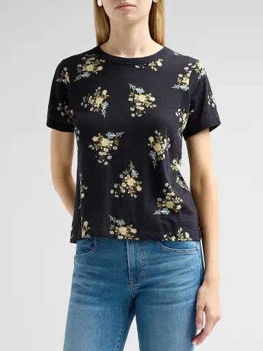 Veronica Beard Women's Carla Floral Cotton Crewneck T-Shirt | Thumbnail 4 Veronica Beard Women's Carla Floral Cotton Crewneck T-Shirt | Thumbnail 4