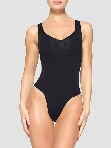 Skims Women's Seamless Sculpt Scoopneck Thong Bodysuit | Thumbnail 2 Skims Women's Seamless Sculpt Scoopneck Thong Bodysuit | Thumbnail 2