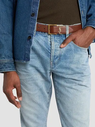 Saint Laurent Men's Cassandre Vadim Reversible Belt in Smooth Leather | Thumbnail 3 Saint Laurent Men's Cassandre Vadim Reversible Belt in Smooth Leather | Thumbnail 3