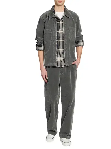 OFFICINE GÉNÉRALE Men's Byron Washed Cotton Corduroy Jacket - Dark Grey | Thumbnail 2 OFFICINE GÉNÉRALE Men's Byron Washed Cotton Corduroy Jacket - Dark Grey | Thumbnail 2