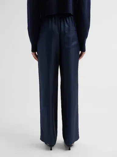 Loulou de Saison Women's Alera Satin Wide-Leg Pants - Navy - Size XS | Thumbnail 3 Loulou de Saison Women's Alera Satin Wide-Leg Pants - Navy - Size XS | Thumbnail 3
