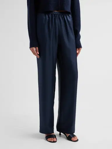 Loulou de Saison Women's Alera Satin Wide-Leg Pants - Navy - Size XS | Thumbnail 4 Loulou de Saison Women's Alera Satin Wide-Leg Pants - Navy - Size XS | Thumbnail 4