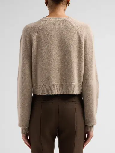 Loulou de Saison Women's Heike Cashmere Crop Cardigan - Coast Beige | Thumbnail 3 Loulou de Saison Women's Heike Cashmere Crop Cardigan - Coast Beige | Thumbnail 3