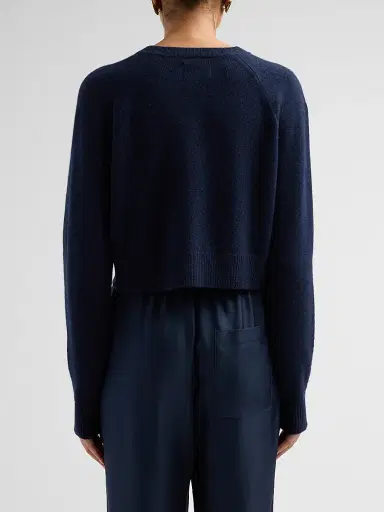 Loulou de Saison Women's Heike Cashmere Crop Cardigan - Navy | Thumbnail 3 Loulou de Saison Women's Heike Cashmere Crop Cardigan - Navy | Thumbnail 3