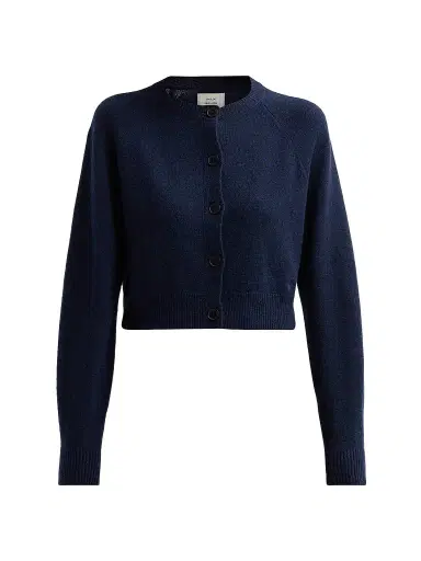 Loulou de Saison Women's Heike Cashmere Crop Cardigan - Navy | Thumbnail 1 Loulou de Saison Women's Heike Cashmere Crop Cardigan - Navy | Thumbnail 1