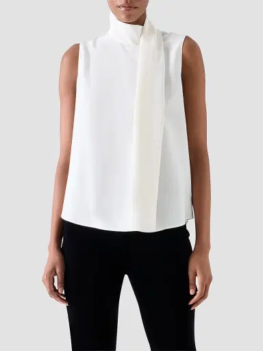 Akris punto Women's Silk Shawl Draped Sleeveless Blouse | Thumbnail 4 Akris punto Women's Silk Shawl Draped Sleeveless Blouse | Thumbnail 4