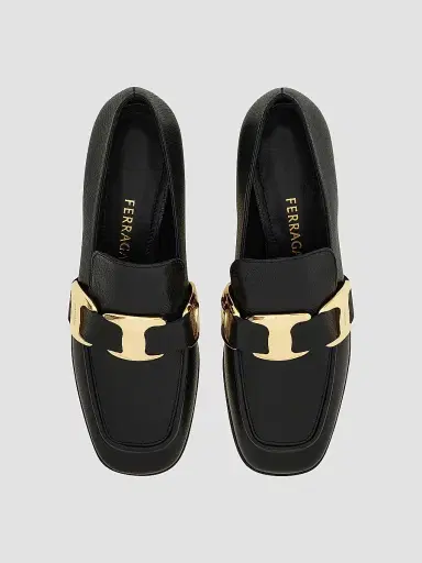 FERRAGAMO Women's Limania Leather Loafers - Nero | Thumbnail 4 FERRAGAMO Women's Limania Leather Loafers - Nero | Thumbnail 4