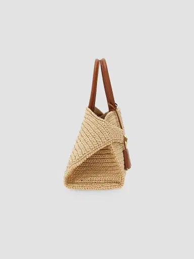 Ferragamo Women's Hug Medium Gancini Raffia Top Handle Bag | Thumbnail 4 Ferragamo Women's Hug Medium Gancini Raffia Top Handle Bag | Thumbnail 4