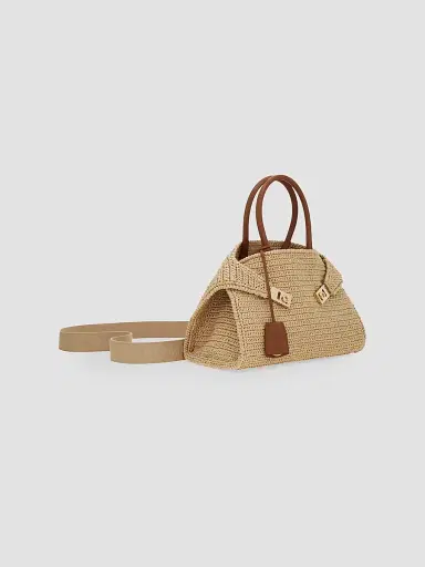 Ferragamo Women's Hug Medium Gancini Raffia Top Handle Bag | Thumbnail 5 Ferragamo Women's Hug Medium Gancini Raffia Top Handle Bag | Thumbnail 5