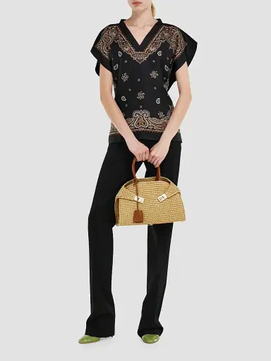 Ferragamo Women's Hug Medium Gancini Raffia Top Handle Bag | Thumbnail 8 Ferragamo Women's Hug Medium Gancini Raffia Top Handle Bag | Thumbnail 8