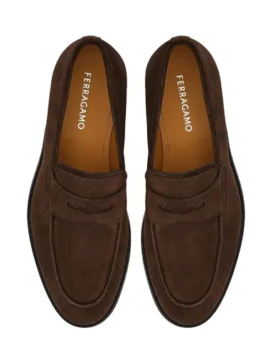 Ferragamo Men's Stefanovit Suede Penny Loafers | Thumbnail 3 Ferragamo Men's Stefanovit Suede Penny Loafers | Thumbnail 3